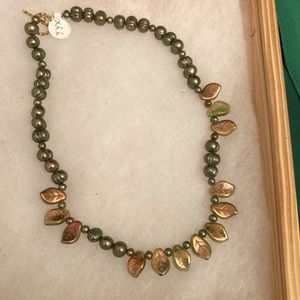 Unique FRESHWATER PEARL + Czech GLASS Artisan-created NECKLACE, NWT